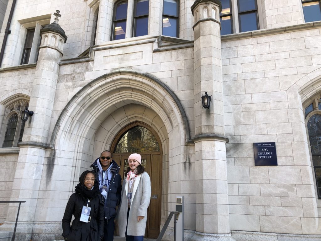 Eighth Grade students Mia Miller, Irene Sheerin, and Marcus Miller at Yale University